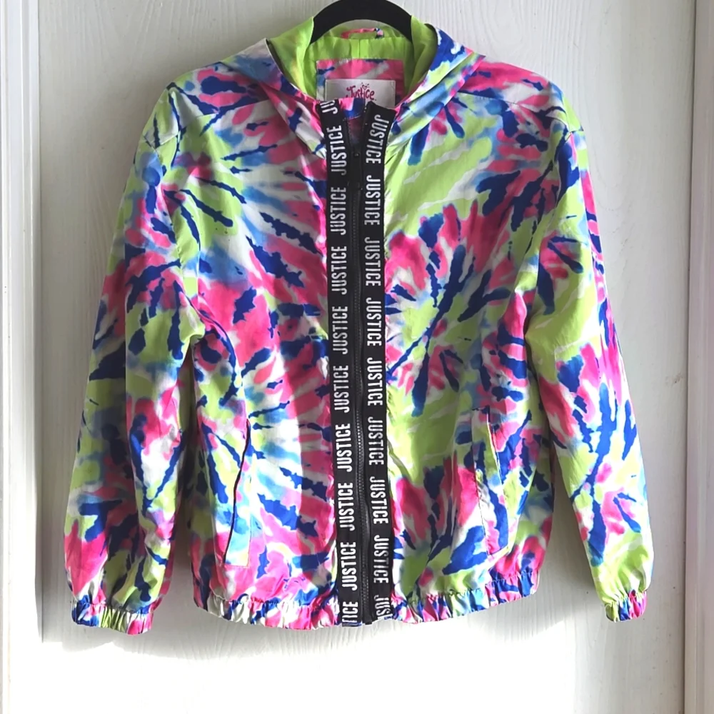 ⭐️ Host Pick ⭐️Justice | Tie-Dye Colorful Hooded Raincoat - Picture 8 of 8